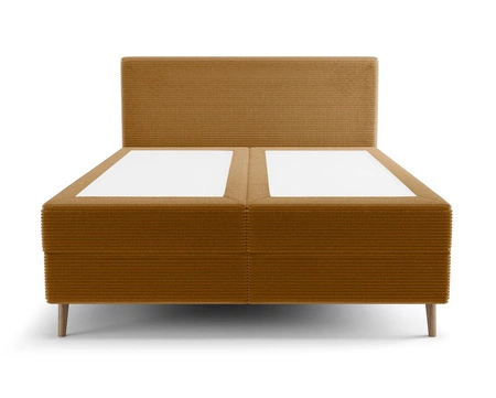 Boxspringbett Totti 180x200 Honig stilvolles Bett mit Bettzeug Lagerung dreidimensionalen Stoff mit ausdrucksvollen Streifen