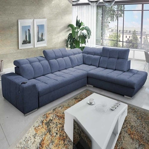 Ecksofa mit Schlaffunktion Luigi VII rechtes blaues bequemes Schlafsofa in moderner Form