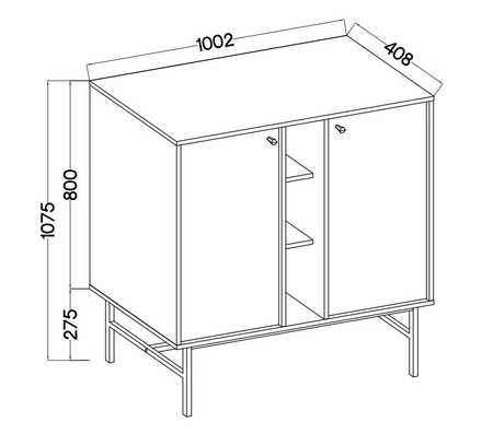 Möbel Kioto III Eukalyptus stilvolles Design Wohnzimmer Möbel elegante Möbel auf einem schwarzen Rahmen unterstützt subtile Griffe