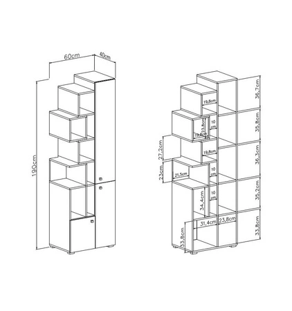 Möbel-Set Epsilon weiß / Beton Wandschrank ideal für ein Jugend- oder Kinderzimmer in einem trendigen Stil