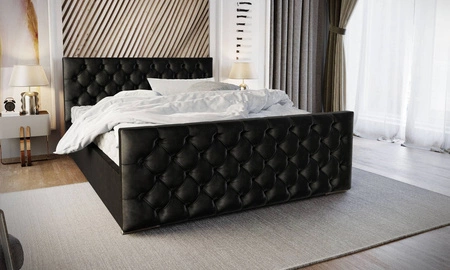 Polsterbett Viamao 140x200 in Graphit mit Staukasten im modernen skandinavischen Stil mit gestepptem Kopf- und Fußteil