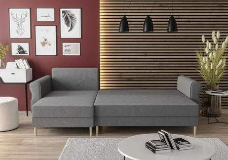 Ecksofa mit Schlaffunktion Wilkins hellgrau linke Seite stilvolles und modernes Design, das sich in jede Einrichtung einfügt