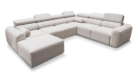 Ecksofa mit Schlaffunktion Cantare VIII ziegelrot links geschmackvolles Ecksofa mit verstellbaren Kopfstützen Bettzeugcontainer