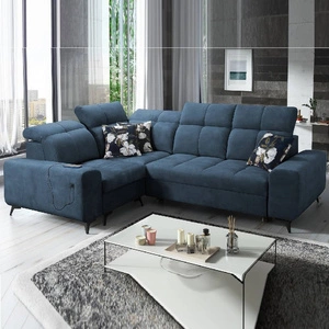 Ecksofa mit Schlaffunktion Buffalo II blau links funktionelles und stilvolles Ecksofa mit verstellbaren Kopfstützen