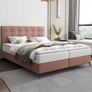 Boxspringbett Irvine 160x200 rosa stilvolles Bett mit Bettzeugablage komfortables Kopfteil besticht durch sein elegantes Design