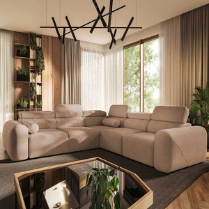 Ecksofa mit Schlaffunktion Cantare III Lachs rechte Ecke komfortables und stilvolles Ecksofa für das Wohnzimmer zwei Container für Bettzeug