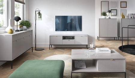 Kommode mit Schubladen Lovro 154 cm grau modernes Design wird die Liebhaber von markanten Interieurs begeistern