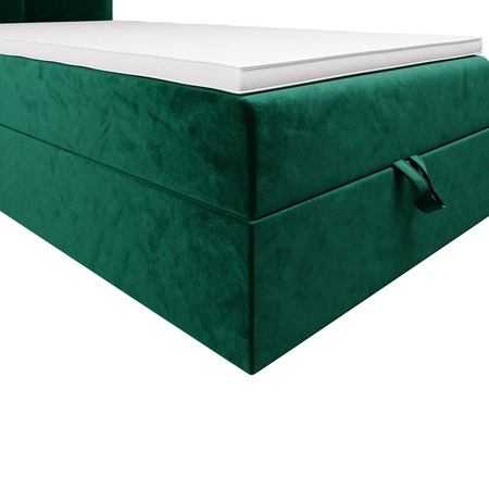 Boxspringbett Arvada 90x200 flaschengrün im modernen skandinavischen Stil mit gepolstertem Kopfteil Bett mit Staukasten