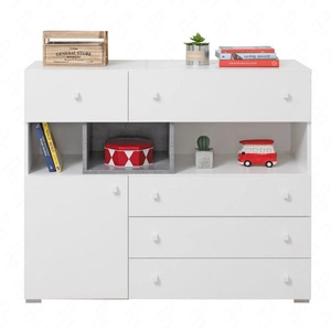 Kommode Epsilon 110 cm weiß / Beton ideal für das Jugendzimmer funktional und geräumig