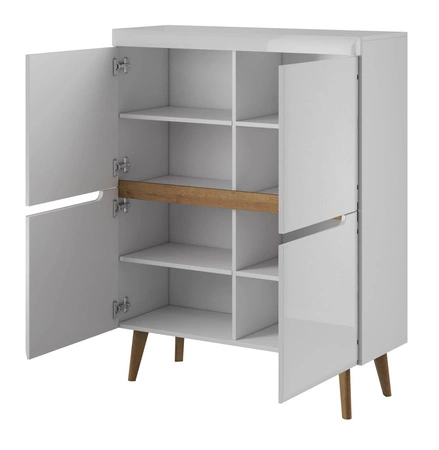 Hohe Kommode Atka 107 cm Eiche handwerklich / schwarz modernes Design Möbel Kante mit speziellen ABS-Furnier getrimmt