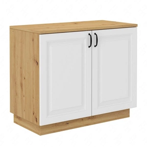 Scandi 100 cm Kommode artisan Eiche / weiß funktionelle und nutzbare Kommode stilvolle gefräste Fronten Metallgriffe