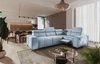 Ecksofa mit Schlaffunktion Castel II Lux blau rechts bequemes Ecksofa für das Wohnzimmer mit komfortablem ausziehbarem Fußteil