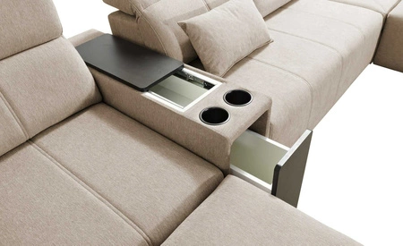 Ecksofa mit Schlaffunktion Tesalia V grün links komfortables Ecksofa mit Schublade und Schiebefunktion der Rückenlehne