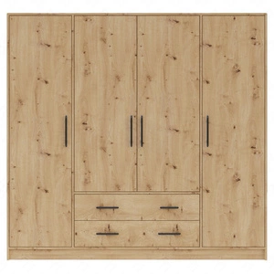 Kleiderschrank Caspe 200 cm Eiche artisan Garderobe modernes Design ABS-Finish und schwarze Griffe