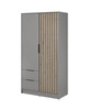 Kleiderschrank Aspen 105 cm Grau / Eiche Artisan Lamellen modernes Design Schranktüren mit dekorativen Lamellen