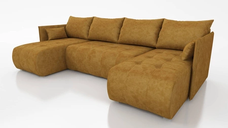 Ecksofa mit Schlaffunktion Selva U Honig interessant präsentiert Ecksofa für Wohnzimmer Samtstoff mit eleganter Struktur