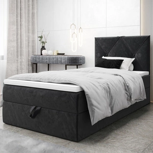 Boxspringbett Arvada 120x200 graphit im modernen skandinavischen Stil mit gepolstertem Kopfteil Bett mit Staukasten