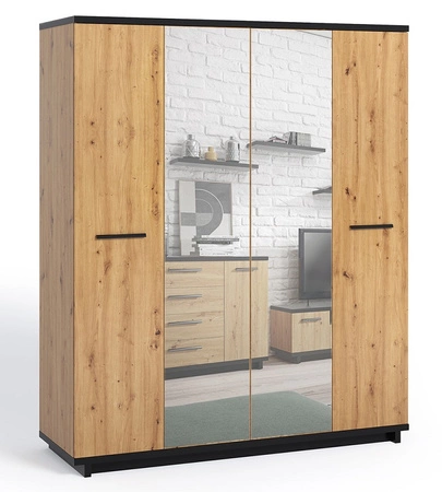 Schlafzimmermöbel-Set Simi Eiche artisan / schwarz modernes Design Schlafzimmermöbel-Set aus hochwertiger Schichtstoffplatte