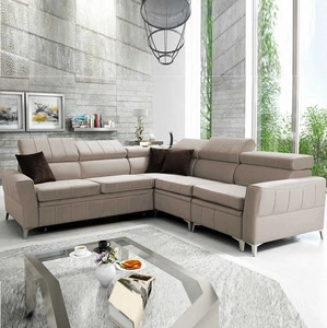 Ecksofa mit Schlaffunktion Rava IV hellbeige rechts Samt Komfort bei der täglichen Erholung Container für Bettzeug