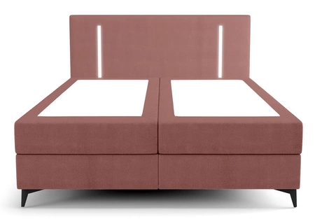Boxspringbett Norco 180x200 rosa stilvolles Bett mit einer Aufbewahrungsbox Beleuchtung im Kopfteil fügt eine einzigartige Note