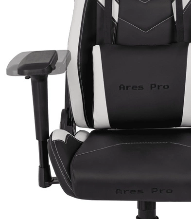 Gaming-Sessel Ares Pro schwarz/weiß komfortabler und funktionaler Sessel mit verstellbaren Armlehnen stabiles Metallgestell