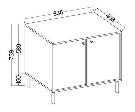 Kioto II Kommode 84 cm schwarz graphit minimalistisches Design perfekter Vorschlag für eine Kommode für das Schlafzimmer oder Wohnzimmer Goldgriffe