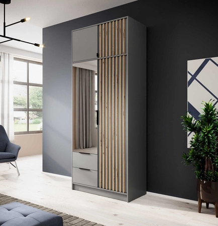 Aufsatz für Schrank Aspen 105 cm Grau / Eiche Artisan funktionale Schrankerweiterung für Kleidung Schuhe und Accessoires