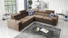 Ecksofa mit Schlaffunktion Hampton III hellbraun links komfortables Ecksofa aus glattem und weichem Samtstoff