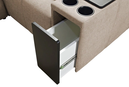 Ecksofa mit Schlaffunktion Tesalia grün links modernes Design komfortable Schiebelehne Schublade in der Seite des Möbels