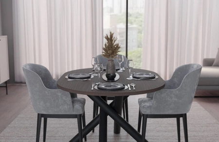 Lyon Tisch 100x138 cm wisconsin walnuss / schwarz stilvoller Esstisch auf Designer Spider Beinen höhenverstellbar