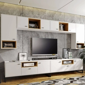 Olier weiße Schrankwand modernes Design Metallrahmen Schrankwand Industrie- und Loftstil