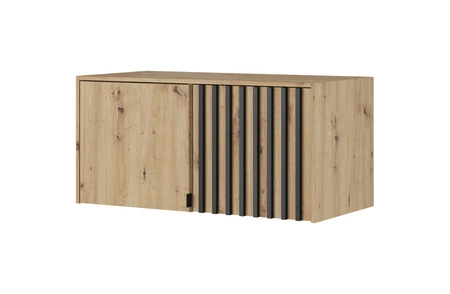 Aufsatz für Schrank Aspen 105 cm Eiche Artisan / Schwarze Lamellen funktionale Schrankerweiterung für Kleidung Schuhe und Accessoires