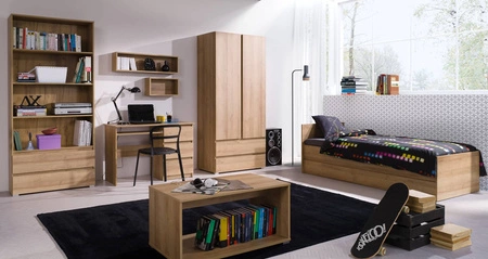 Bücherregal mit Schubladen Simple Eiche riviera Funktionsmöbel für das Jugendzimmer, Wohnzimmer oder Büro