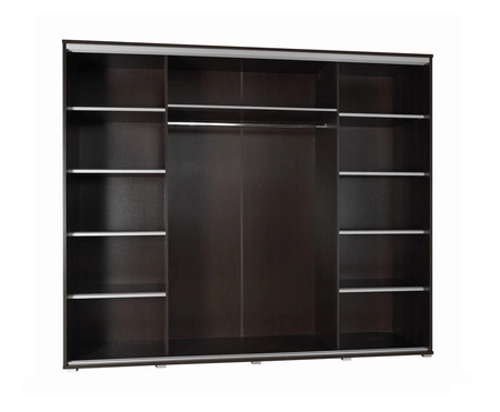 Schiebeschrank mit Spiegel Silwer 255 cm weiß modernes Design ABS-Finish und Aluminium-Türführungen