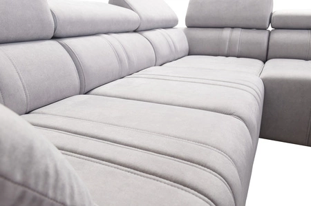 Ecksofa mit Schlaffunktion Castel II braun rechtsseitiges Komfort-Ecksofa mit verstellbaren Kopfstützen Container für Bettzeug