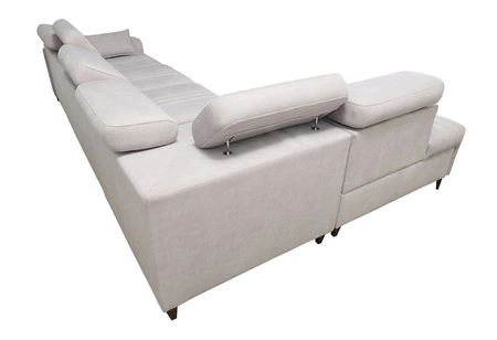 Ecksofa mit Schlaffunktion Castel XI hellblau links Komfort-Ecksofa mit Bettzeugablage strapazierfähiger Stoff