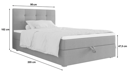 Boxspringbett Flint 90x200 mint im modernen skandinavischen Stil mit gepolstertem Kopfteil Bett mit Staukasten