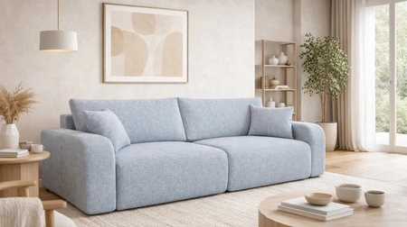 Sofa Fiesta grau Esche funktionelles Wohnzimmersofa mit Bettzeug Lagerung elegantes Design gewebten Stoff