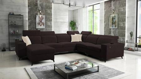 Ecksofa mit Schlaffunktion Kelly Sleek VIII braun linkes stilvolles Ecksofa für Wohnzimmer bietet Komfort beim Entspannen