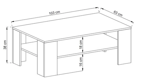 Couchtisch Neba 103 cm Eiche riviera modernes Möbeldesign hochwertige Verarbeitung Tischkante mit speziellem ABS-Furnier bearbeitet