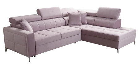 Ecksofa mit Schlaffunktion Nausa III graphit rechte Ecke Samt stilvolles bequemes Ecksofa verstellbare Kopfstützen Bettzeugcontainer