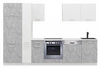 Küchenmöbel-Set mit Arbeitsplatte Toni 300 cm weiß / heller Beton Küchen-Set sieht toll aus in modernen Interieurs