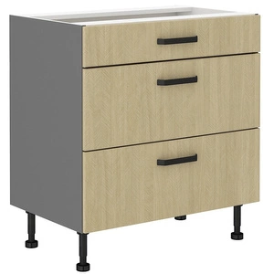 Chevron 80 D 3S BB stehender Küchenschrank mit Schubladenfronten mit dekorativem Fischgrätdekor feuchtigkeits- und beschädigungsbeständiger Schrank