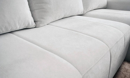 Ecksofa Bovec II mit Schlaffunktion ecru rechts Komfort-Ecksofa mit stilvollem Charakter Bettzeug-Container