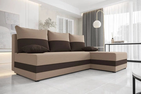 Ecksofa mit Schlaffunktion Bowers dunkelbeige/braun rechts Ecksofa mit Bettkasten Garantie für höchsten Komfort