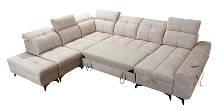 Ecksofa mit Schlaffunktion Buffalo X creme rechts funktionelles und bequemes Ecksofa für einen Raum mit Bettzeugcontainern