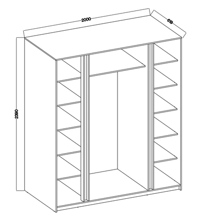 Spiegel Kleiderschrank Kastano VIII 200 cm Eiche evoke / schwarz stilvolles Design Kleiderschrank für Schlafzimmer oder Zimmer mit Rand Griffe bereichert