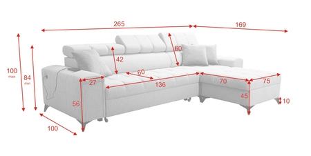 Ecksofa mit Schlaffunktion Bolmso blau rechtsseitiges Ecksofa mit zwei Bettkästen praktische Schublade in der Seite des Möbels