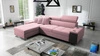 Ecksofa mit Schlaffunktion Dafni Indischem Rosa linksseitig aus Samt bietet Komfort und Funktionalität während der täglichen Erholung