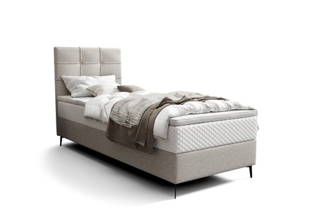 Boxspringbett Irvine 90x200 Esche grau Stilvolles Bett mit Bettzeugablage und hohem Kopfteil besticht durch sein elegantes Design